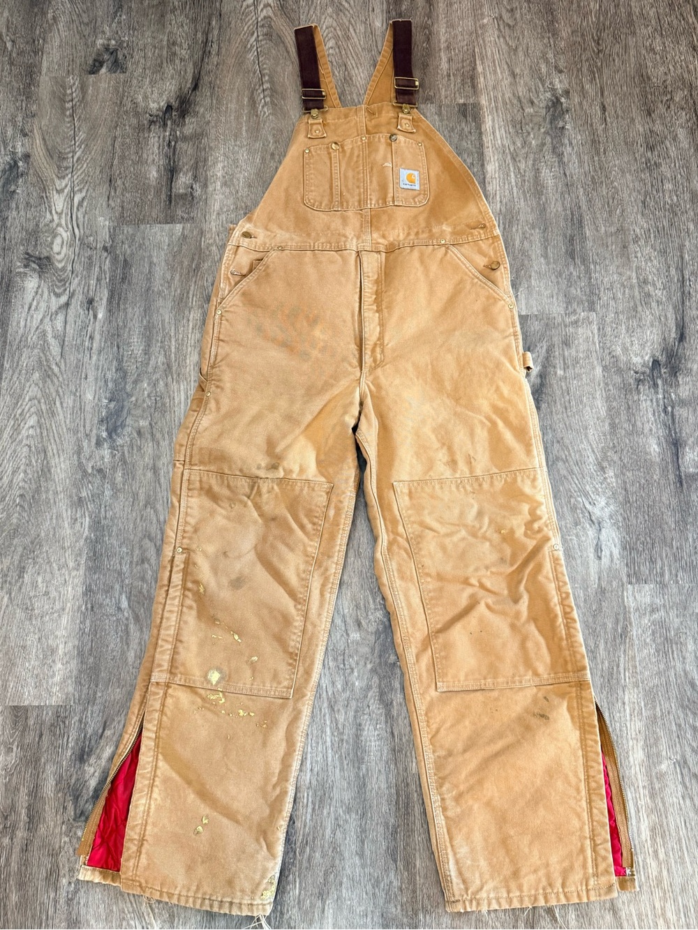 Carhartt R02 BRN Bib Overalls 40x32 Farm Barn Double Knee Quilted WorkWear USA